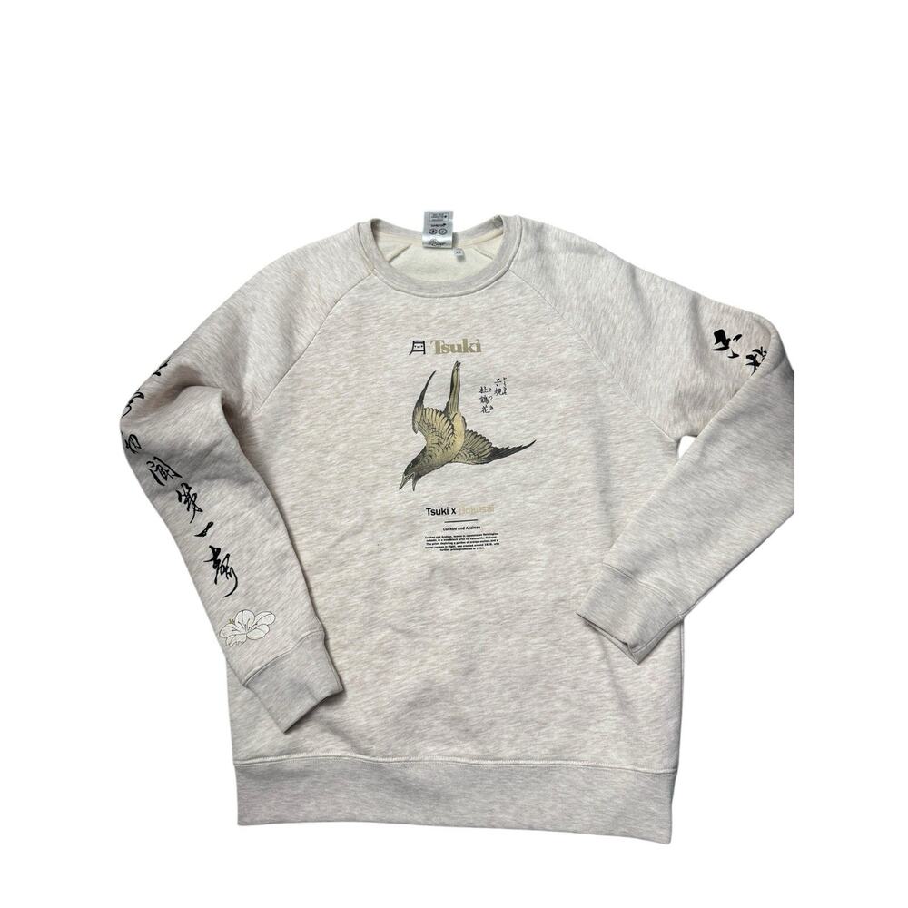 RARE Tsuki X Hokusai cuckoo And Azaleas Sweatshirt Sweater Size XSmall